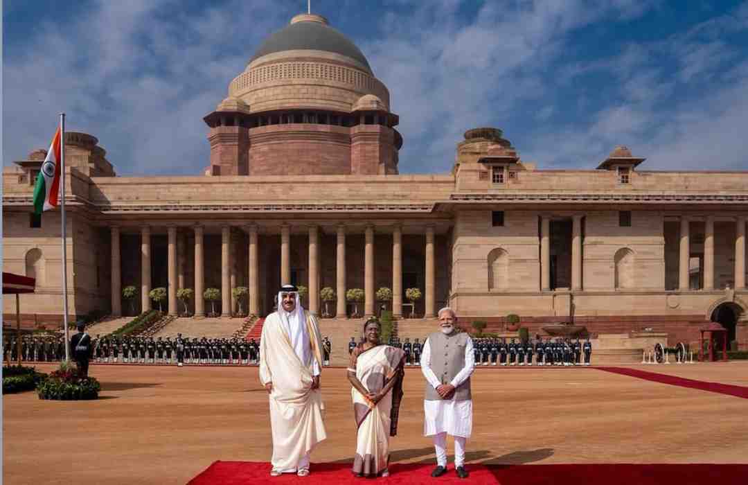 Official reception ceremony welcomes HH the Amir at Rashtrapati Bhawan in New Delhi